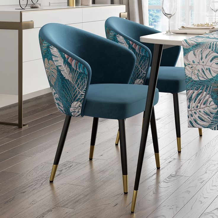 Velvet Accent Chair with Printed Back - Image 4