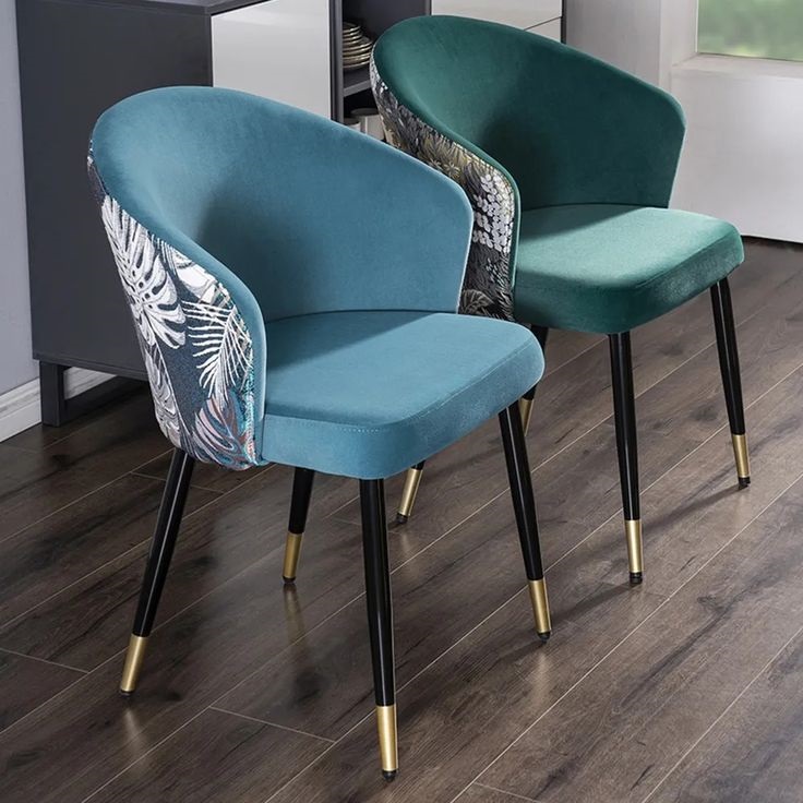Velvet Accent Chair with Printed Back - Image 2