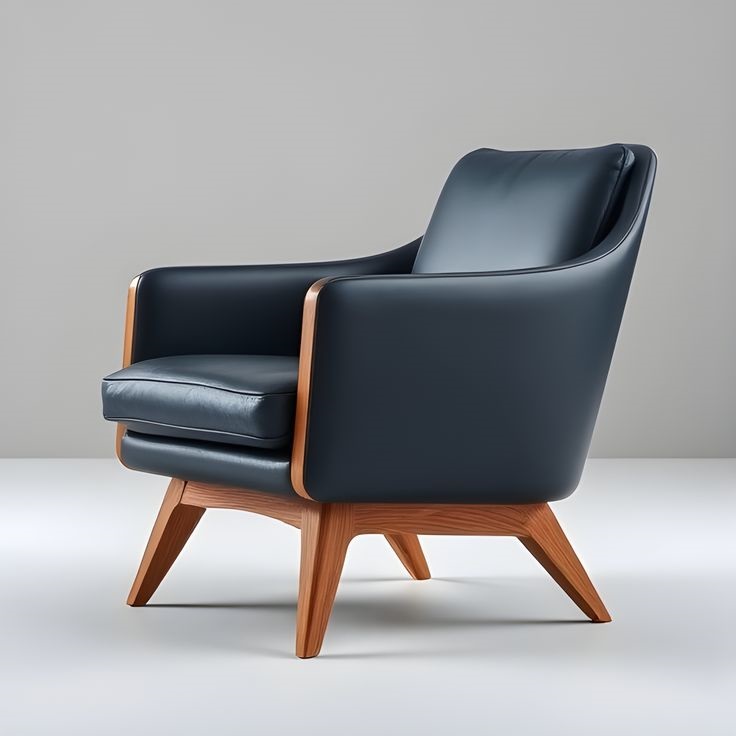 Modern Leather Lounge Armchair - Image 3
