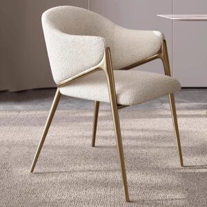 Modern Bouclé Accent Chair with Gold Legs