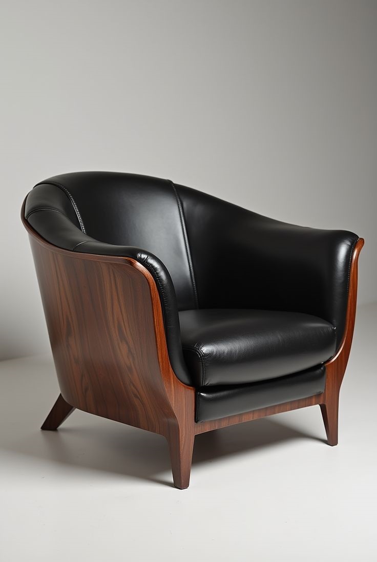 Modern Leather Lounge Armchair - Image 2