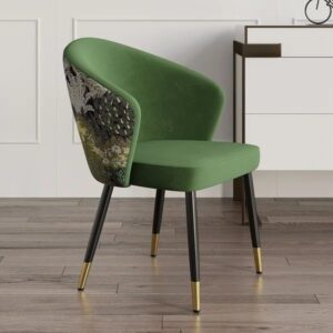 Velvet Accent Chair with Printed Back
