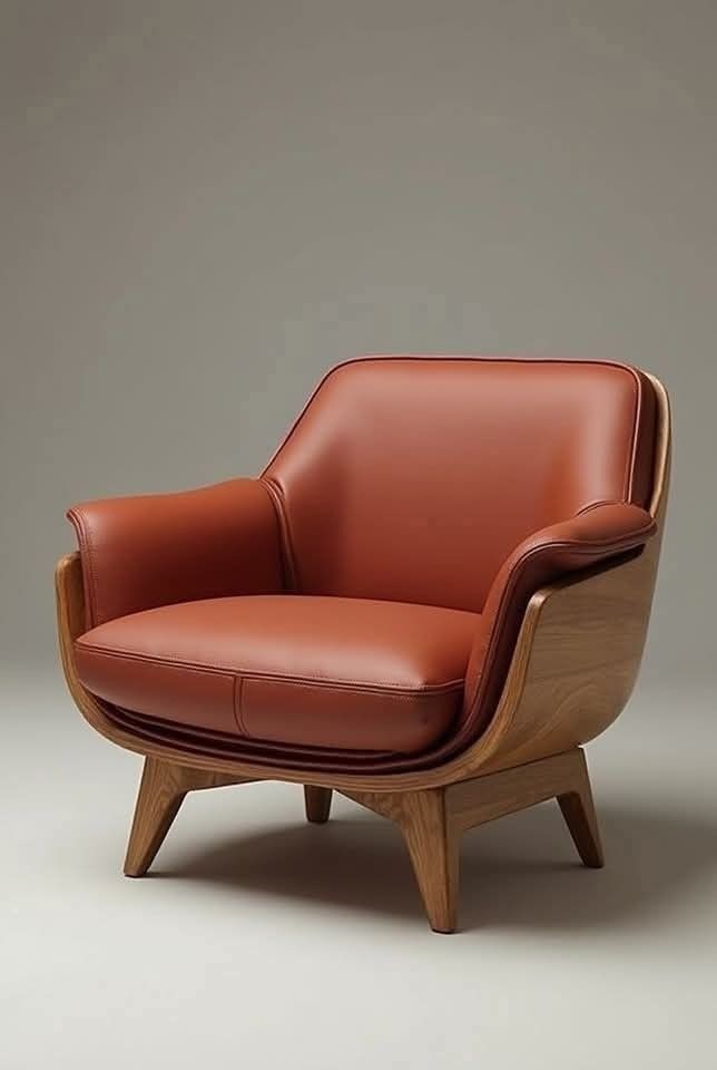 Modern Leather Lounge Armchair