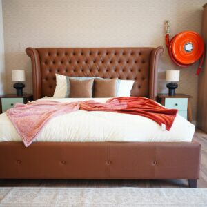 Regal Leather Wingback Bed