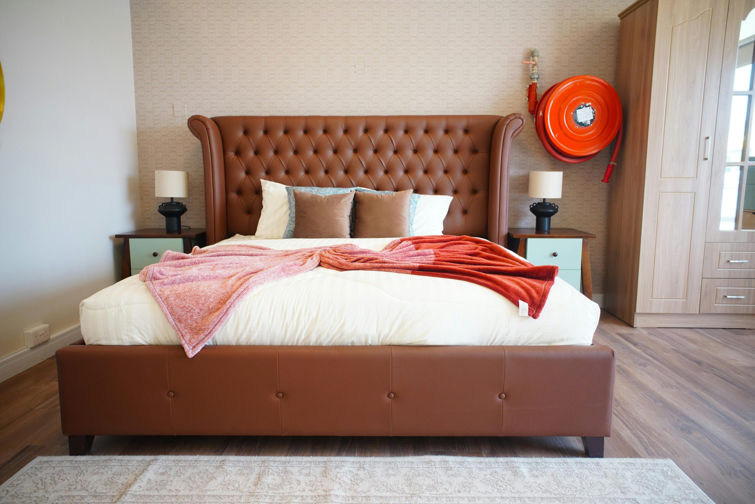 Regal Leather Wingback Bed